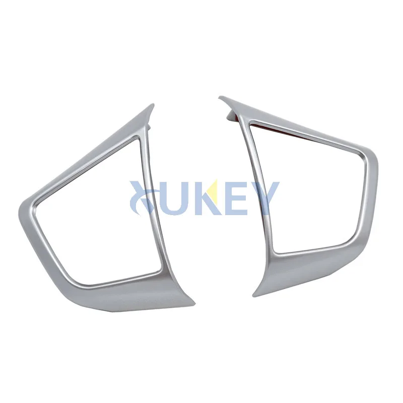 For Hyundai Creta 2015 2016-2019 Chrome Interior Steering Wheel Panel Cover Trim Badge Frame Molding Garnish Bezel Surround 2pcs