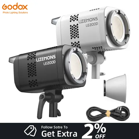 Godox LE200D LITEMONS 220w LED COB Video Fill Light CCT 5600K 63500Lux Hight Brightness 7 FX Modes for Filmmaking Live Streaming