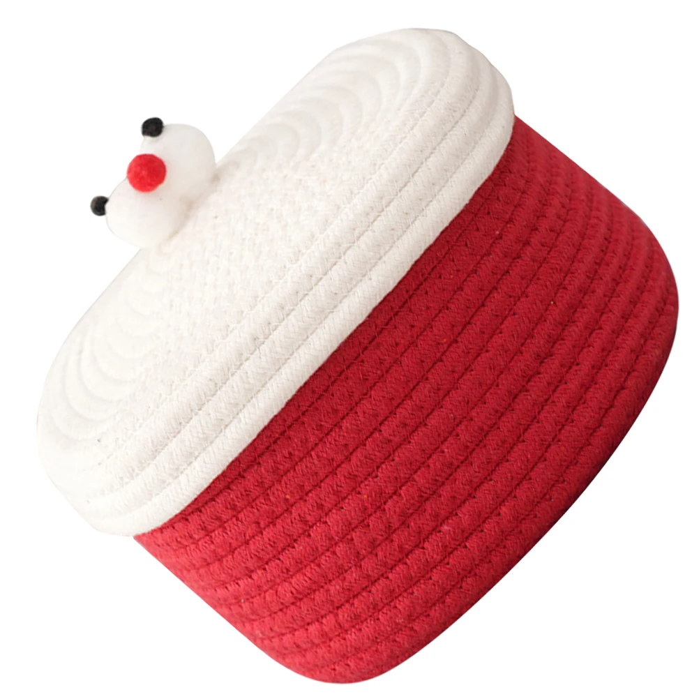 

Cotton Rope Woven Basket Lidded Storage Baskets Toy Organizer Small Holder Multipurpose Sundries Container Portable