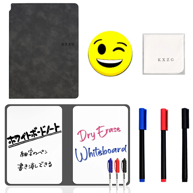 A5 Reusable Whiteboard Notebook Smart Leather Memo Whiteboard Pen Erasing Cloth Weekly Planner Portable Stylish Office Notebook