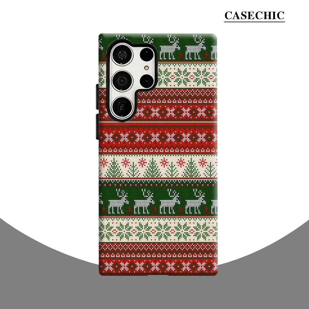 Christmas Elk party Phone Case for Samsung Galaxy S26 S25 Ultra S24 S23 Ultra Plus Shockproof Double layer tough Back Cover