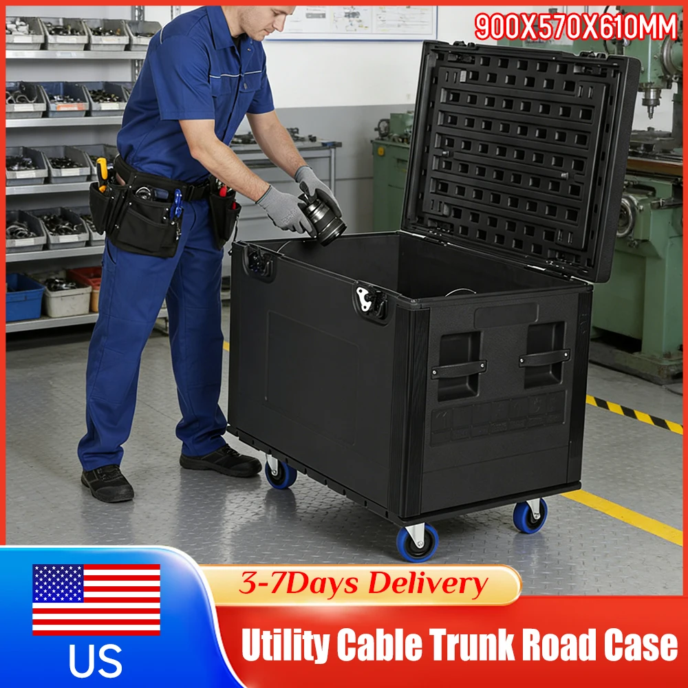 

Rolling Road Case with Lockable Casters Waterproof Cable Flight Case Stackable Shipping Aviation Case for Pro Audio DJ Equipment