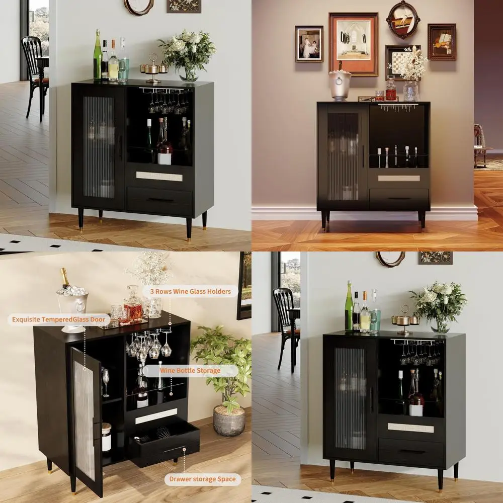

Винный шкаф-бар со стеллажом для бокалов, дверцами для демонстрации и местом для хранения для дома, кухни, столовой, гостиной