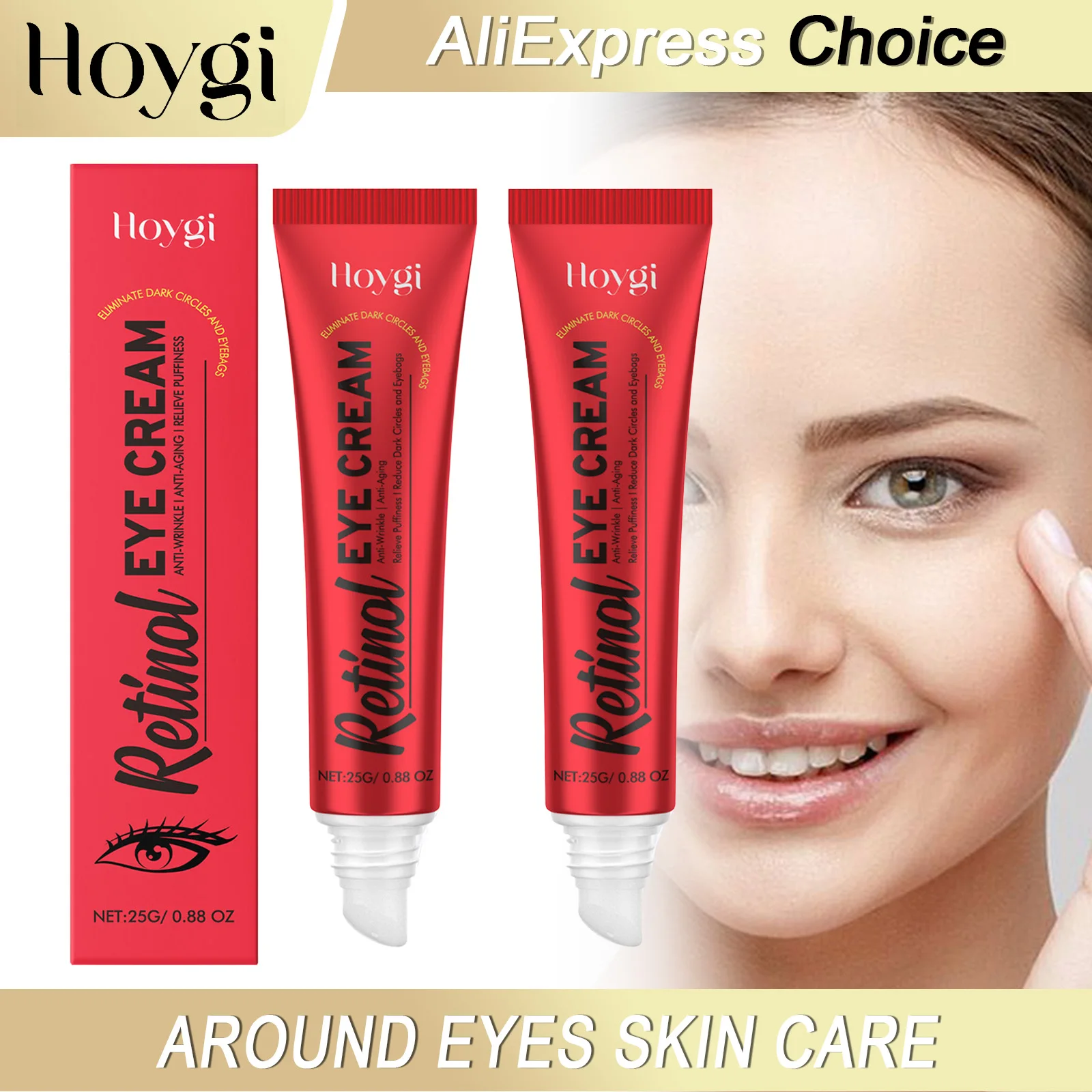 HOYGI Retinol Eye Cream Anti-wrinkle Tightens Skin Around Eyes Deep Moisturizing Reduce Dark Circles Improve Puffiness Skin Care