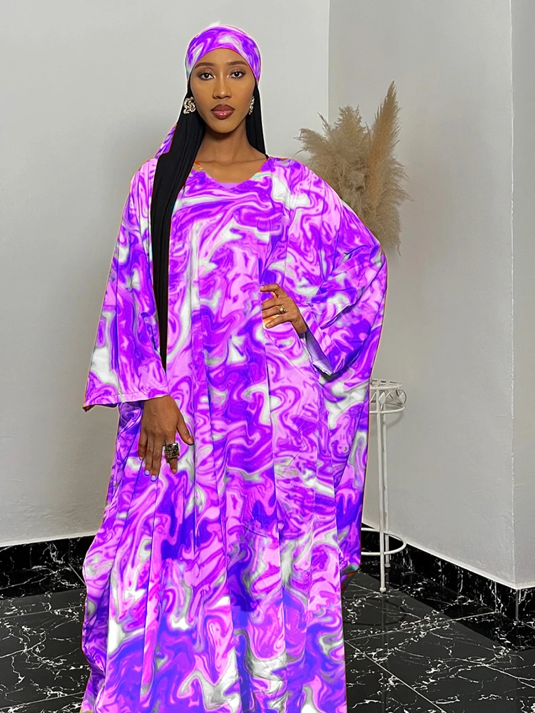 

Purple Silk Stain Soft And Skin Friendly 100% Cotton Swiss Voile In Switzerland Long Dresses African Dashiki Robe Boubou Printed