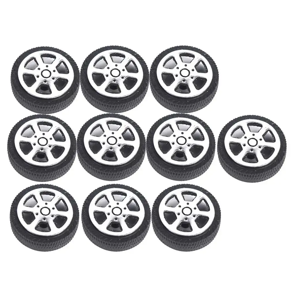 DIY 4WD Model Car Rubber Wheel Kit - 10PCS 2x26mm Toy Vehicle Wheels for Modification & Assembly