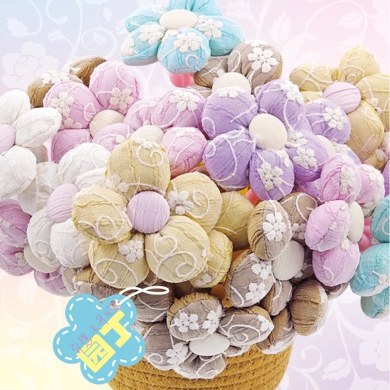 10PCS Fabric Handmade Flower Neutral Pen High Value Embroidery Bouquet Pen Cute Student Writing Stationery Signature Pen Wholesa