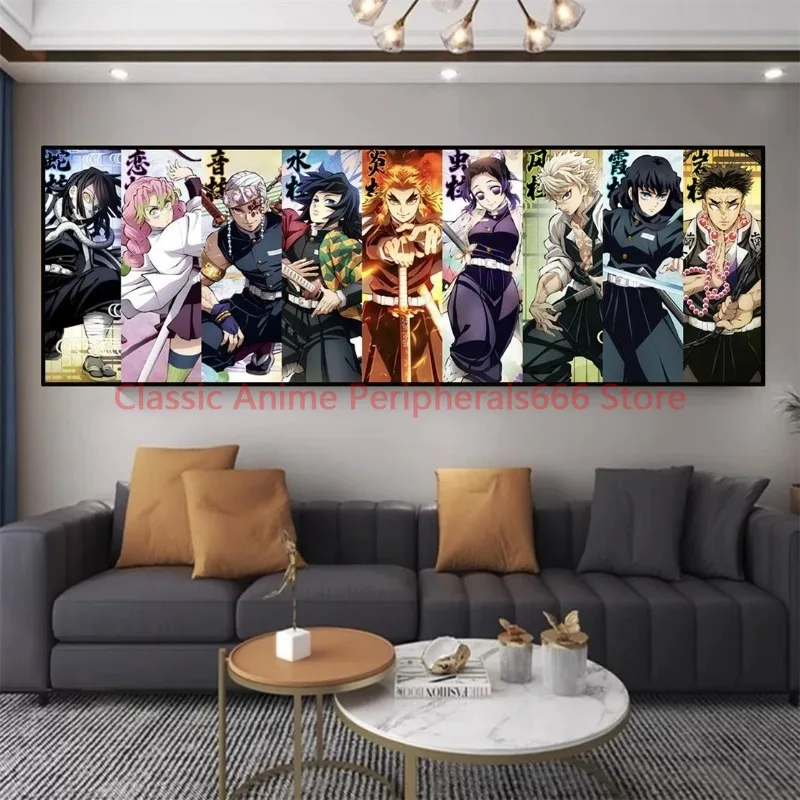 Ghost Slaying Blade Nine Pillar Hanging Painting Charcoal Zhi Lang Ni Douzi Yi Shan Anime Decoration Painting Living Room Mural