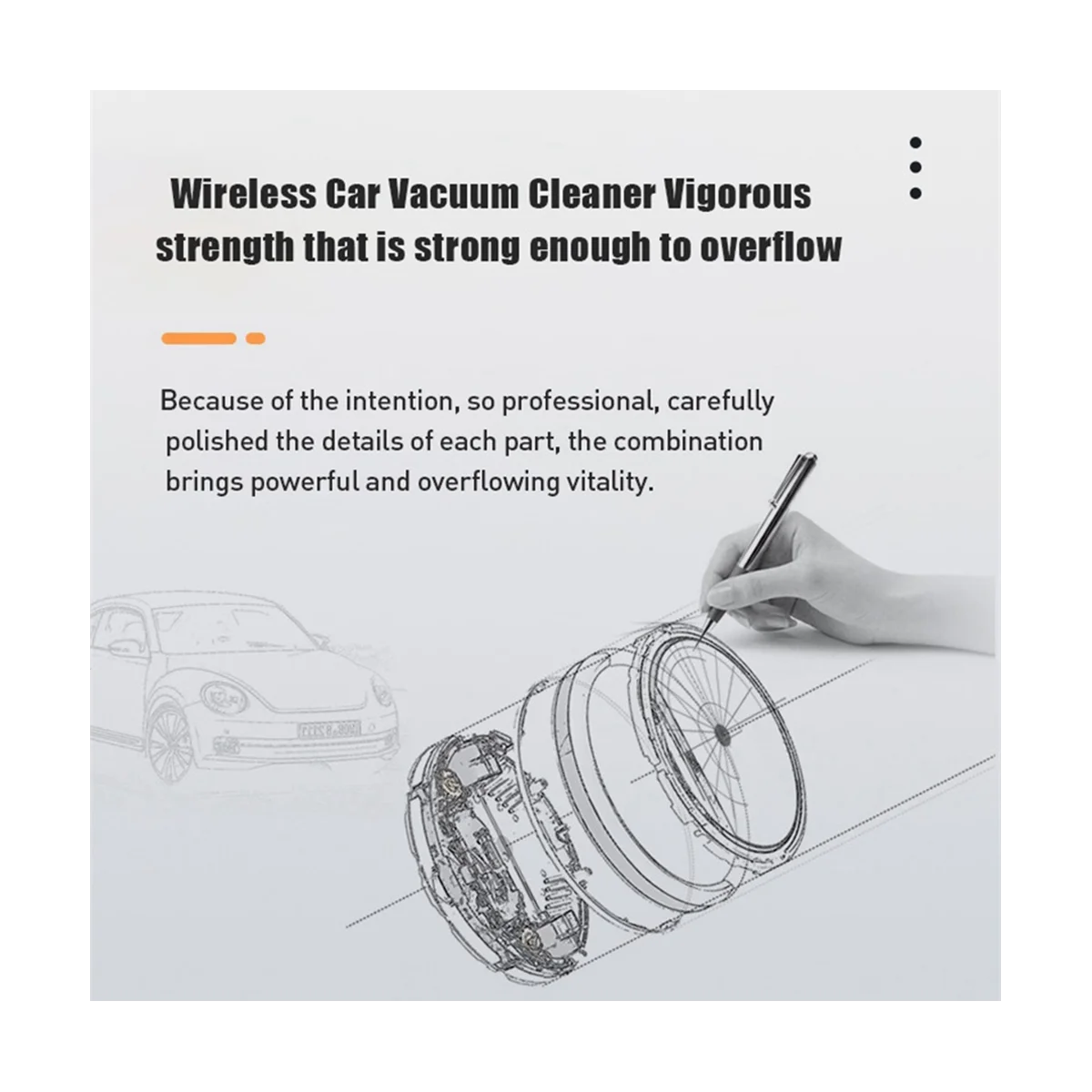 Portable Car Vacuum Cleaner Charging Compressed Air Handheld High-Power Cordless Vacuum Cleaner Office-White