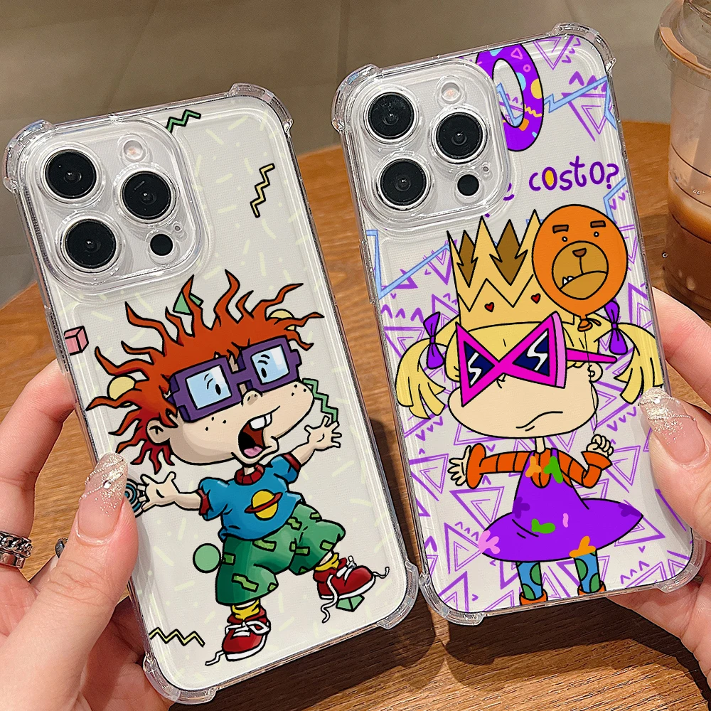 Funda de teléfono con dibujos divertidos de R-rugrats para Samsung Galaxy S26 S25 S24 S23 S22 S21 Edge FE Ultra Plus 4G 5G, funda transparente de TPU anticaída