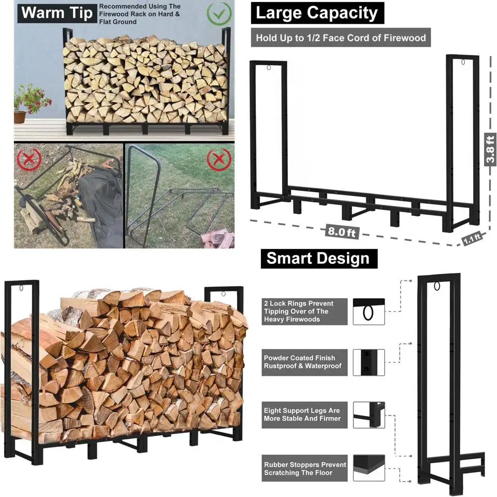 

Уличная подставка для дров, регулируемая стойка для хранения дров, черная