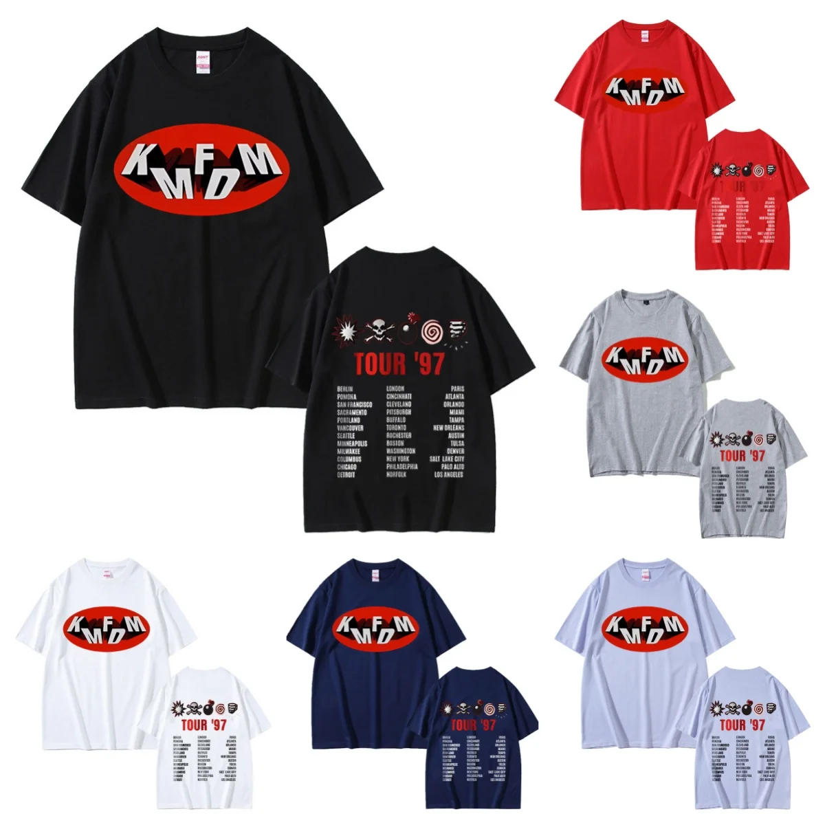 

Rock Band Kmfdm Tour 97 Graphic Print T-shirt Summer Men Women Vintage Gothic Punk Streetwear Male Casual Pure Cotton T Shirts