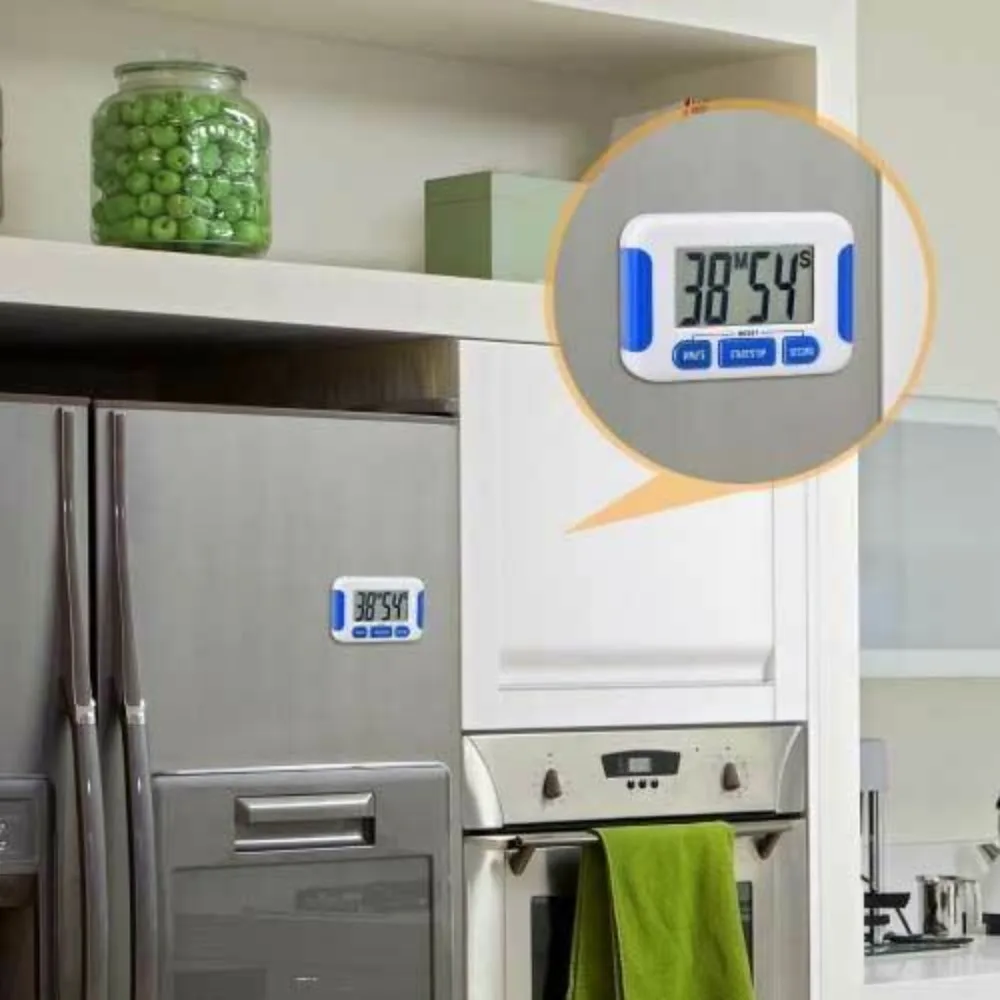 Magnetic Digital Kitchen Timer White LCD Large Minute Second Count Countdown Electron Plastic Cooking Timers For Students