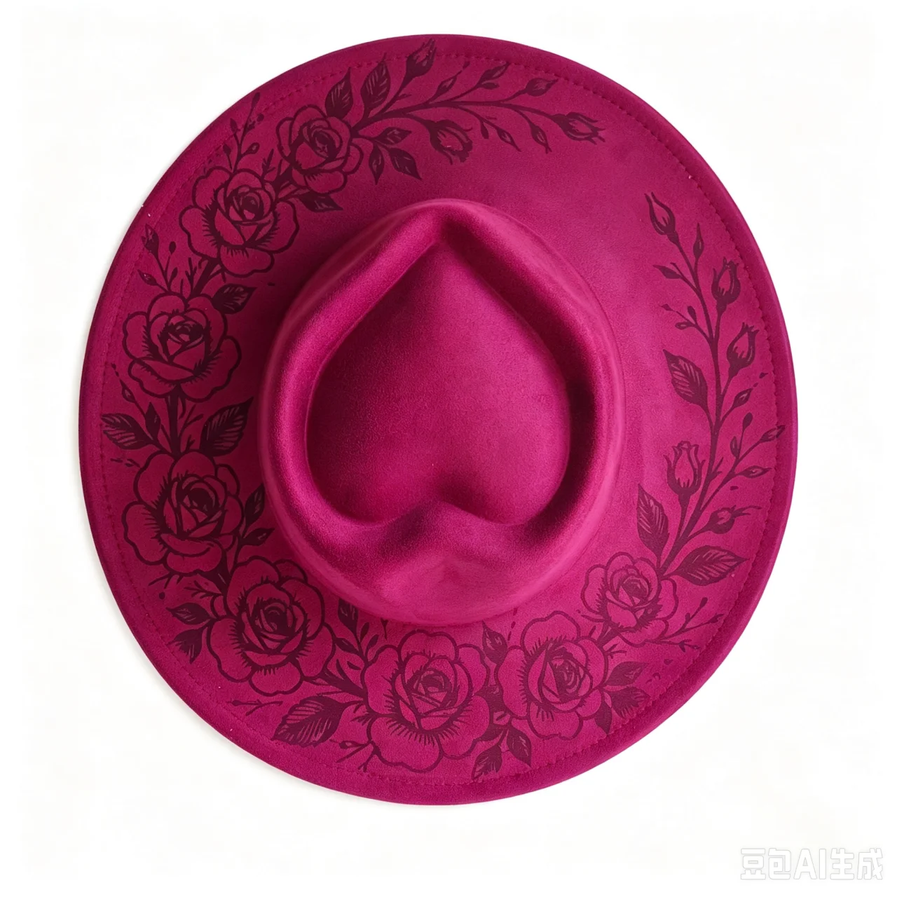 Suede  Hat 9.5cm Fedora Burned hat Early Autumn Style featuring pyrography and burn effect detailing artisanal chapeau femme