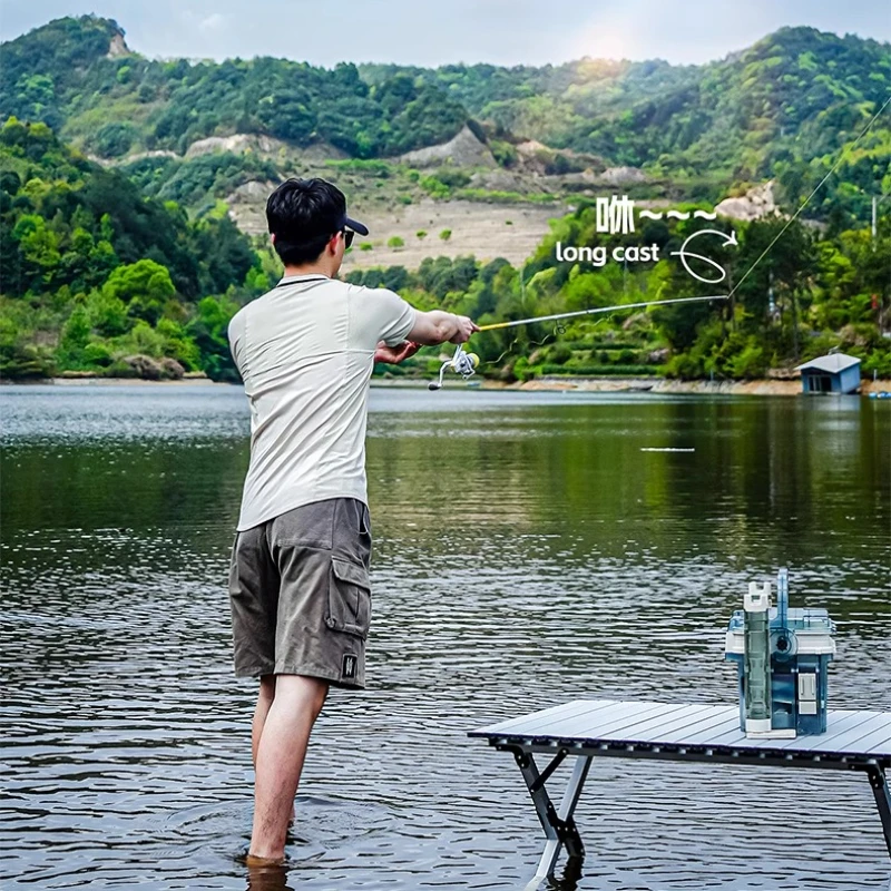 مجموعة كومبو لقضيب الصيد، مجموعة قضيب الصب المحمولة خفيفة الوزن للمبتدئين، عمود كربون متين مدمج للمياه العذبة البحرية #6