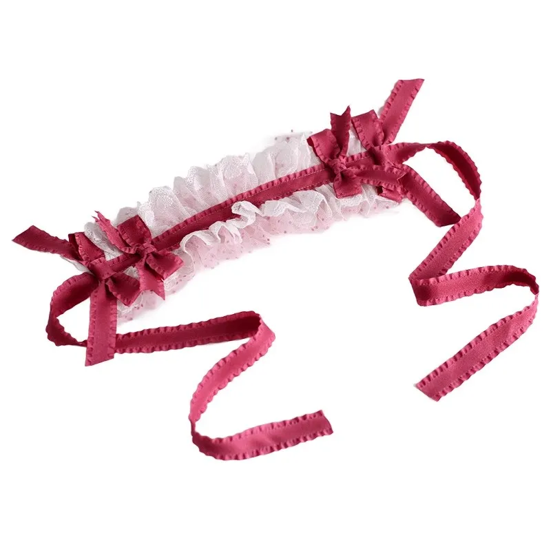 Pince à cheveux en velours Lolita rouge Rose fait à la main, bandeau en dentelle avec nœud sens de poupée, petit chapeau KC pour fille douce, accessoires de déguisement Cosplay