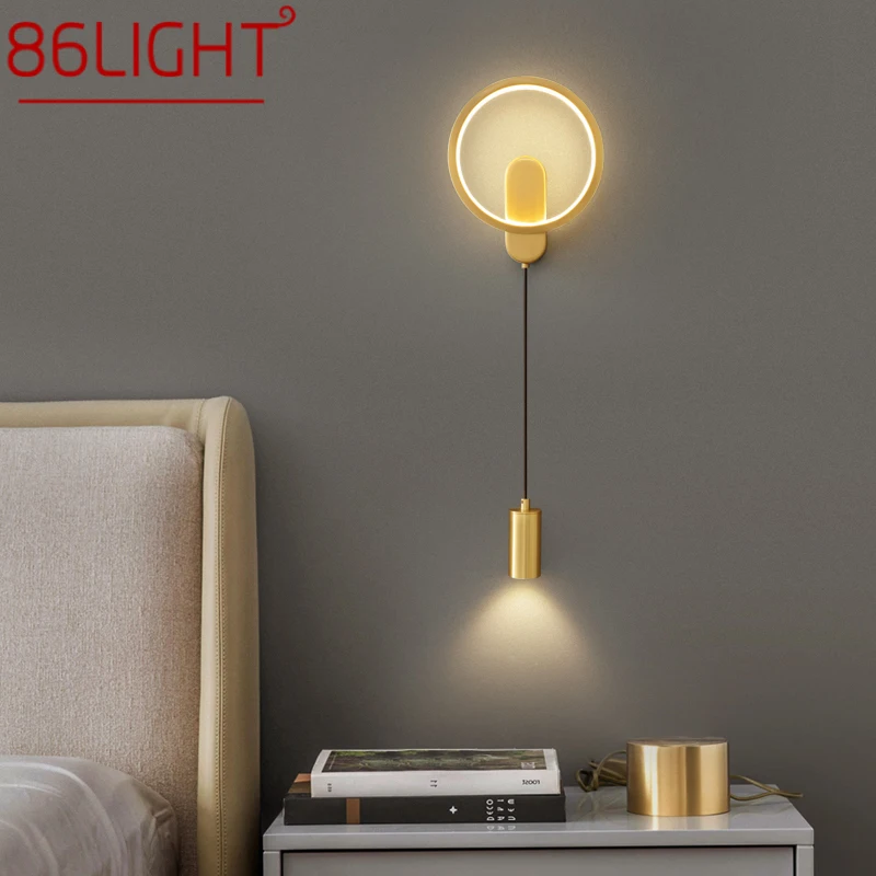 86 LIGHT Interior Copper Wall Sconce LED 3 Colors Gold Brass Beside Light Decor Modern Home Live Bedroom