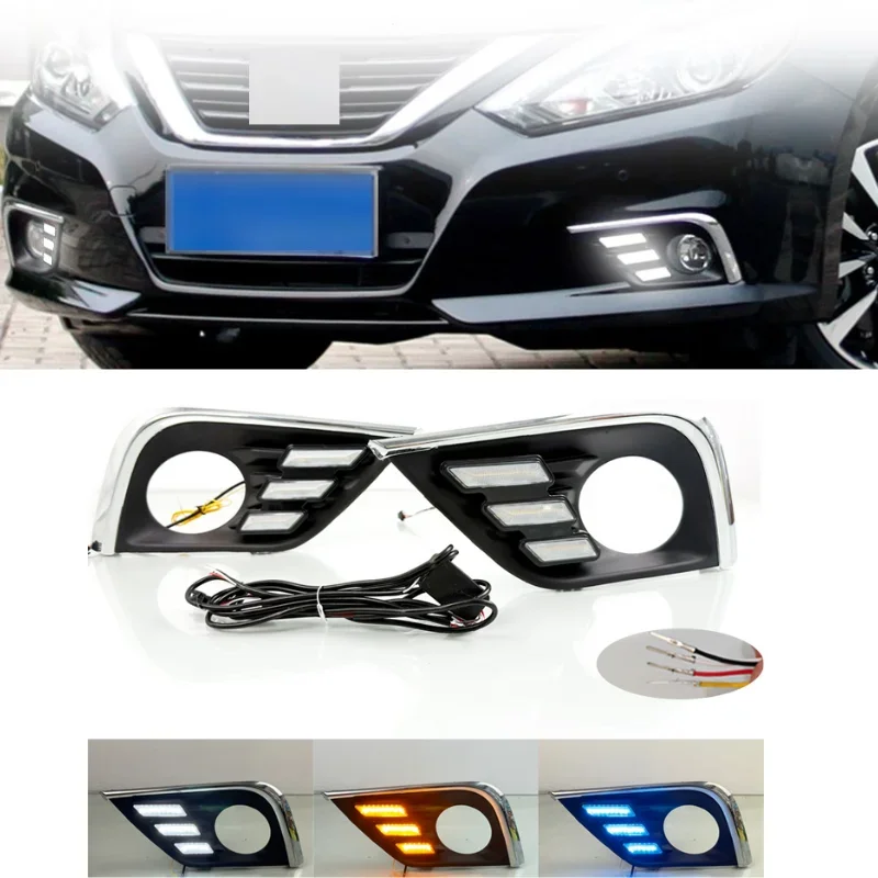 Front LED DRL Daytime Running Light Fog Lamp Case For Nissan Altima 2016-2018 Replacement Blue Yellow White Light Durable Design