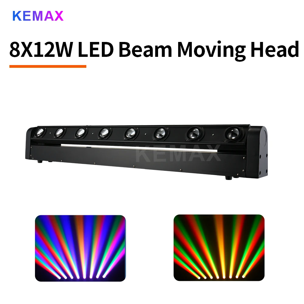 LED Beam Moving Head 8X12W RGBW DJ Bar Lights DMX512 Strobe Spider Disco Stage Light For Nightclub Event Show Party Wedding