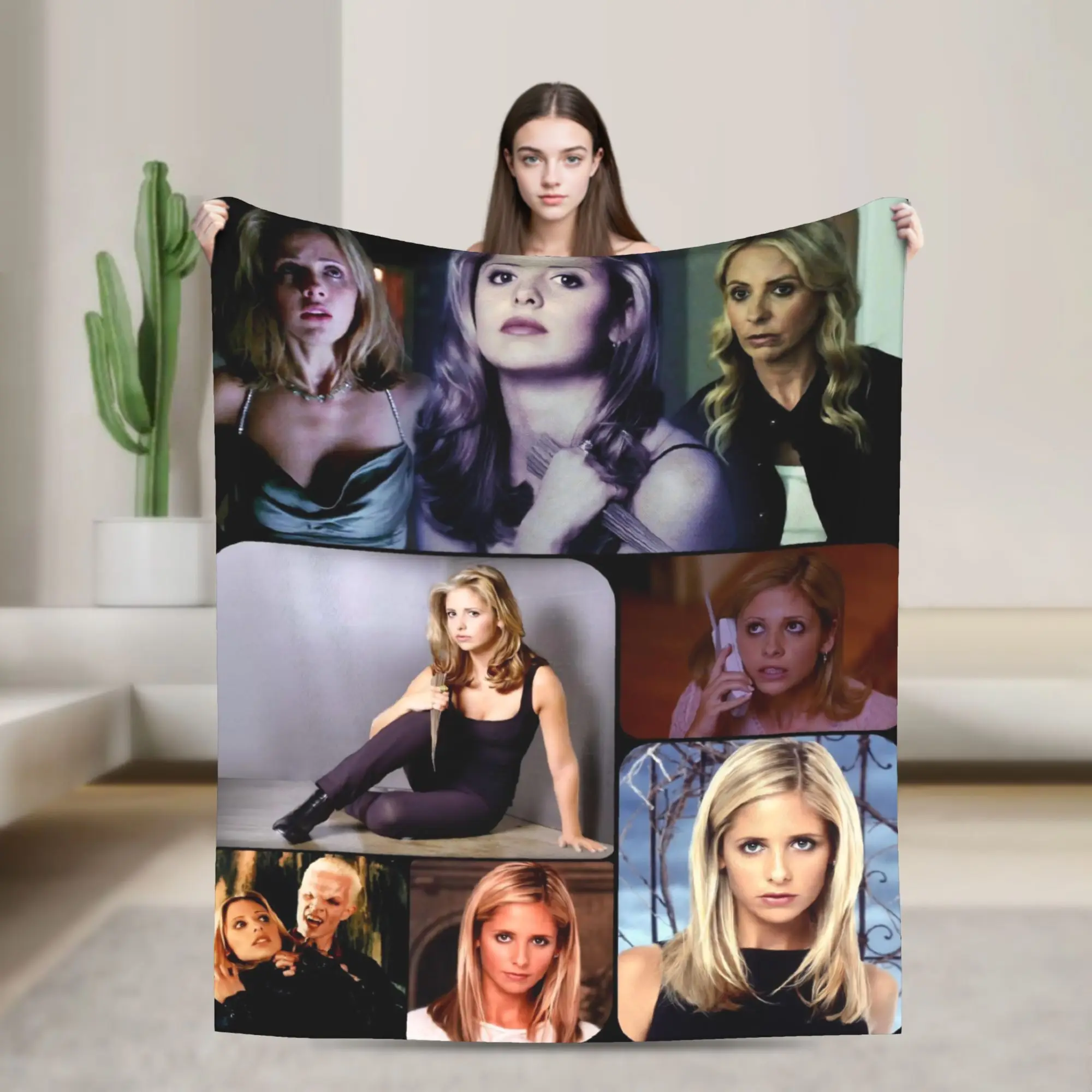 Buffy the Vampire Slayer Blanket Fleece Horror Movie Lightweight Throw Blanket for Airplane Travel Bed Rug