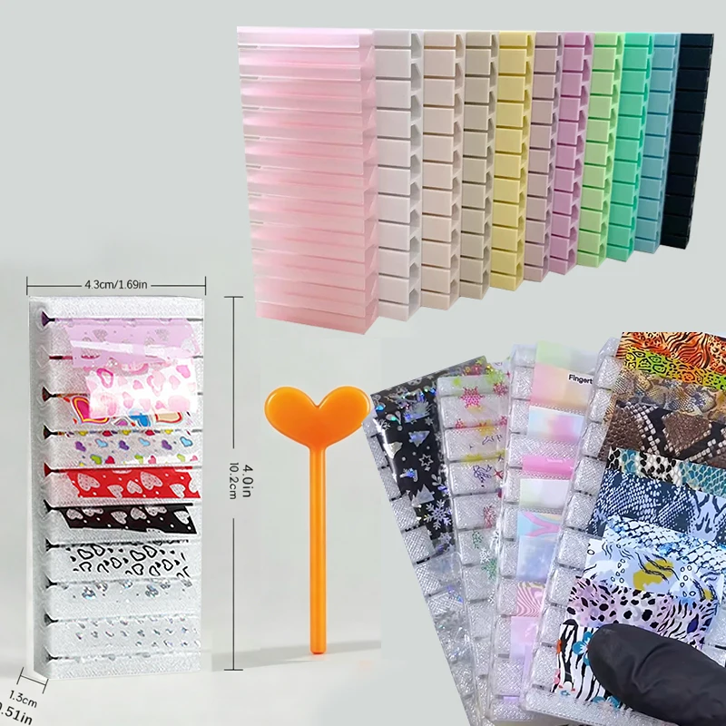 Folhas de Unha em Cores Macaron, Folha de Transferência Gradiente, Caixa de Armazenamento, Adesivos de Unha, Decalques de Manicure com Listras Florais, Decoração de Unhas