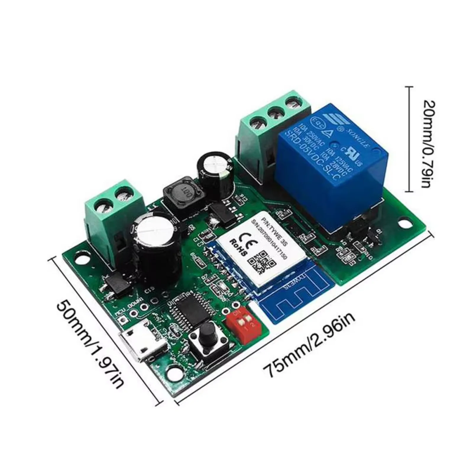 EACHEN-Módulo de relé inteligente Wifi de un canal, interruptor inalámbrico, modo de avance lento momen, soporte inteligente, aplicación Tuya Smart life