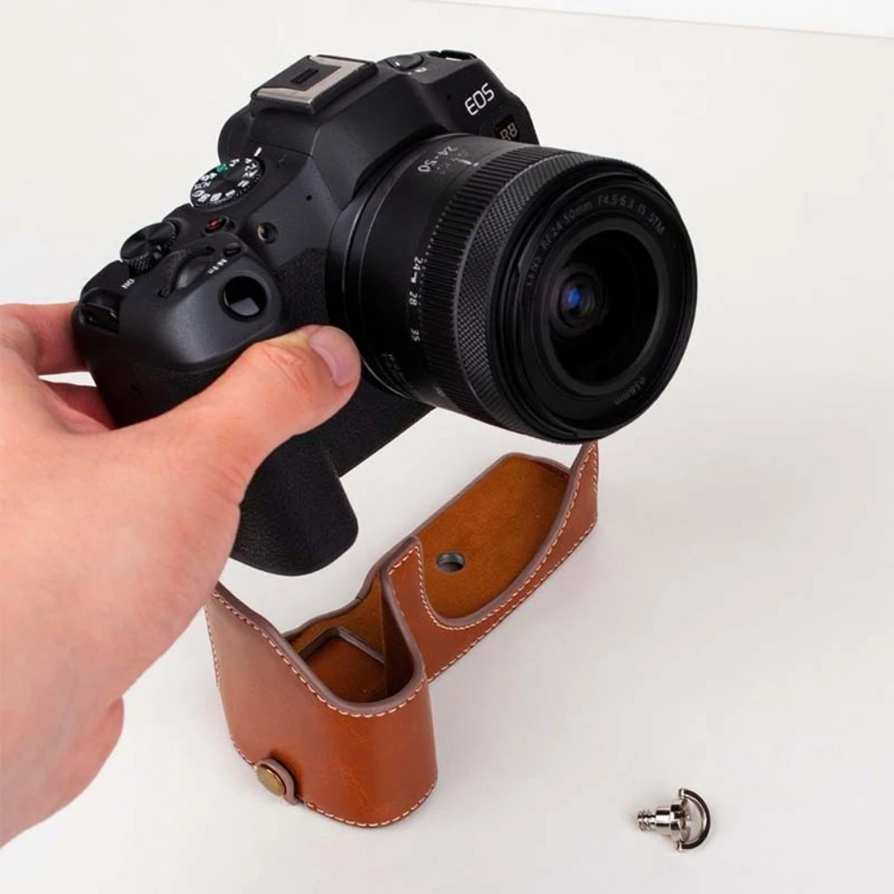 For Canon EOS R8 Camera Base Case R8 Camera Leather Case Camera Accessories protective cover +1PCS Free Tempered Film