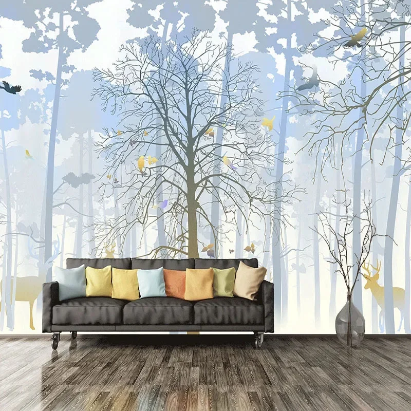 

Custom 3D Elk Forest Wall Mural Hand Painted Wallpaper for Living Room Bedroom TV Sofa Background Wall Home Decor