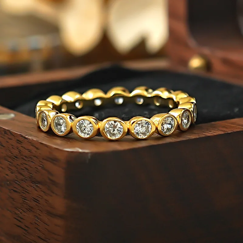 14K Gold Eternity Lovers Lab Moissanite Diamond Ring Party Wedding Band Rings for Women Engagement Jewelry
