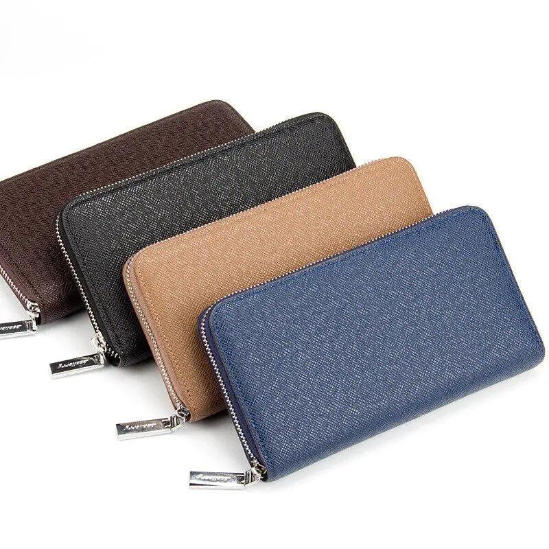 

Men Solid Long Wallets Clutch Bag Male Business Phone Money Bag Coin Zipper Around Purse Credit Card Holder Handbag Wallet Gifts