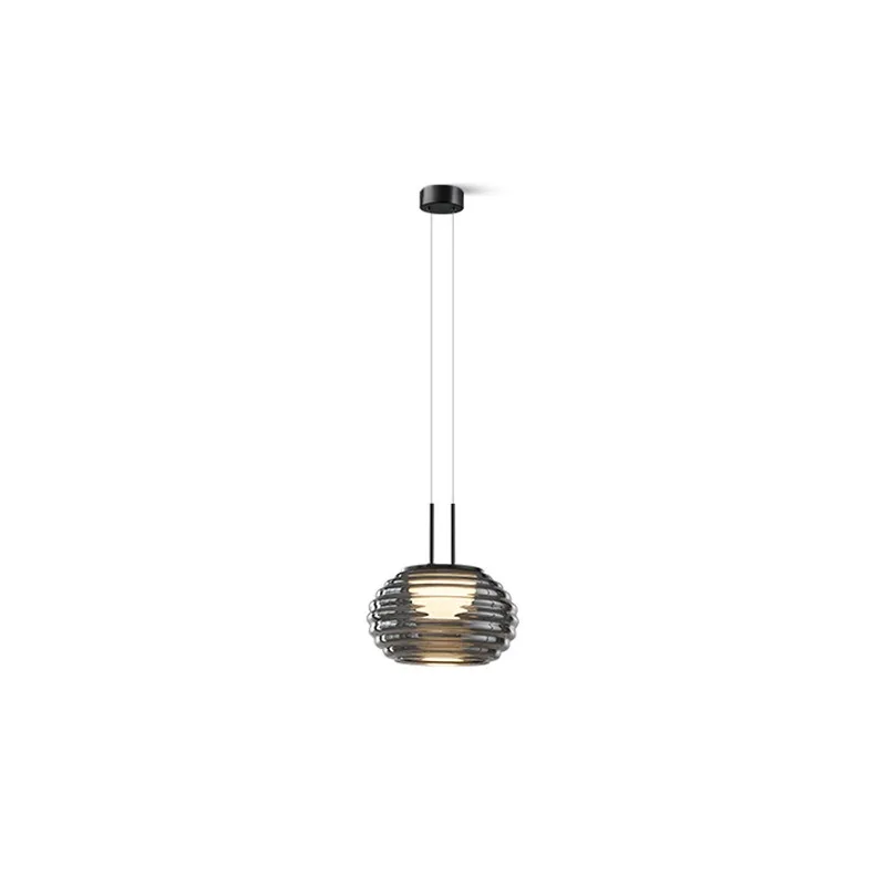 

Italian Modern Luxury Bedside Led Pendant Lamp Restaurant Bar Smoke Gray Glass Light Personality Lighting Hanging Indoor Fixture