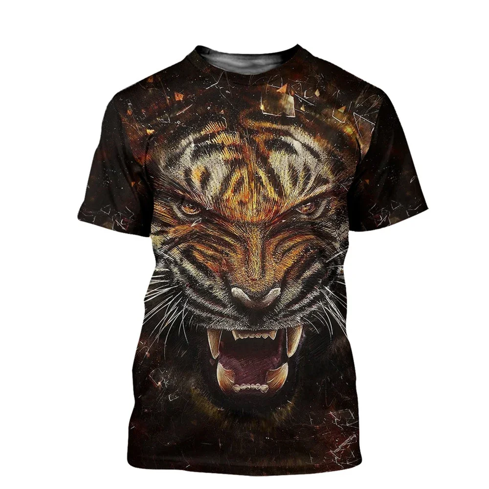 

CLOOCL Мужская футболка с 3D графикой и принтом животного, жестокого тигра, женская рубашка с коротким рукавом в стиле Харадзюку, уличная одежда, летние повседневные топы