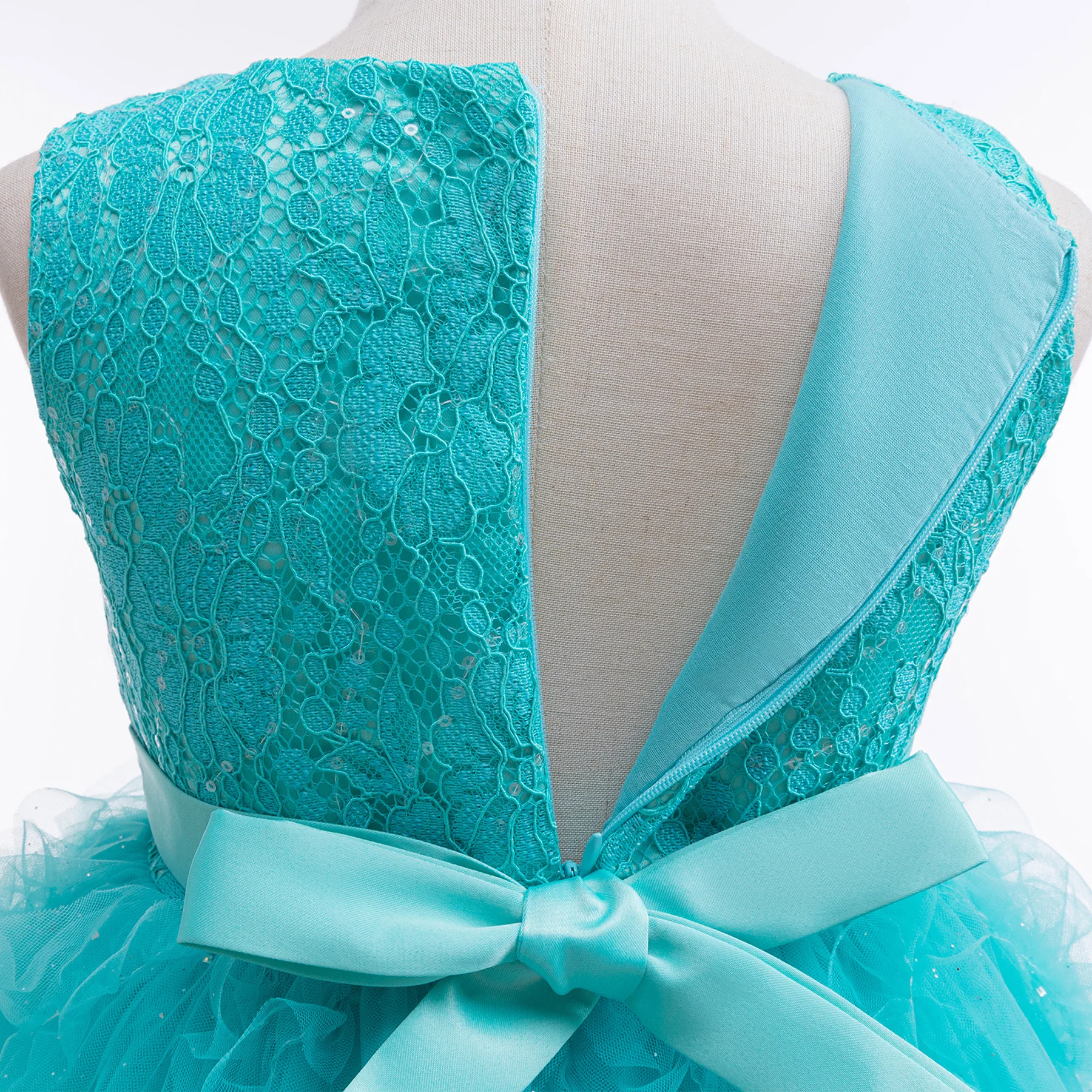 어린이 여아 민소매 스팽글 자수 메쉬 공주 드레스, 아동 행사, 생일 파티, 공연, 무대 의상, 프롬 가운