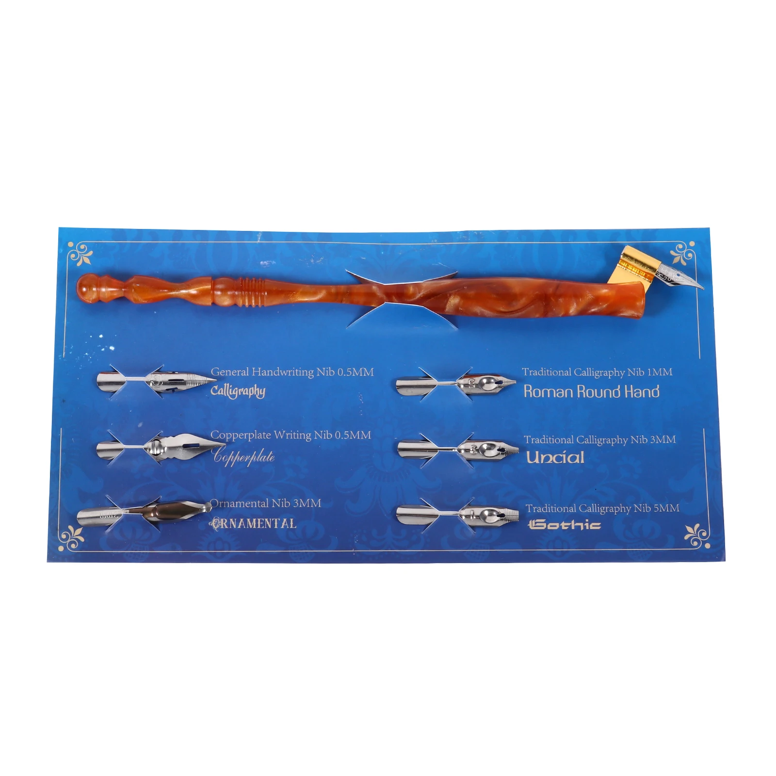 

1 Set Vintage Dip Pen Set 6 Nibs Calligraphy Kit English Writing Supplies Lightweight Smooth Wear-Resistant Style Gift