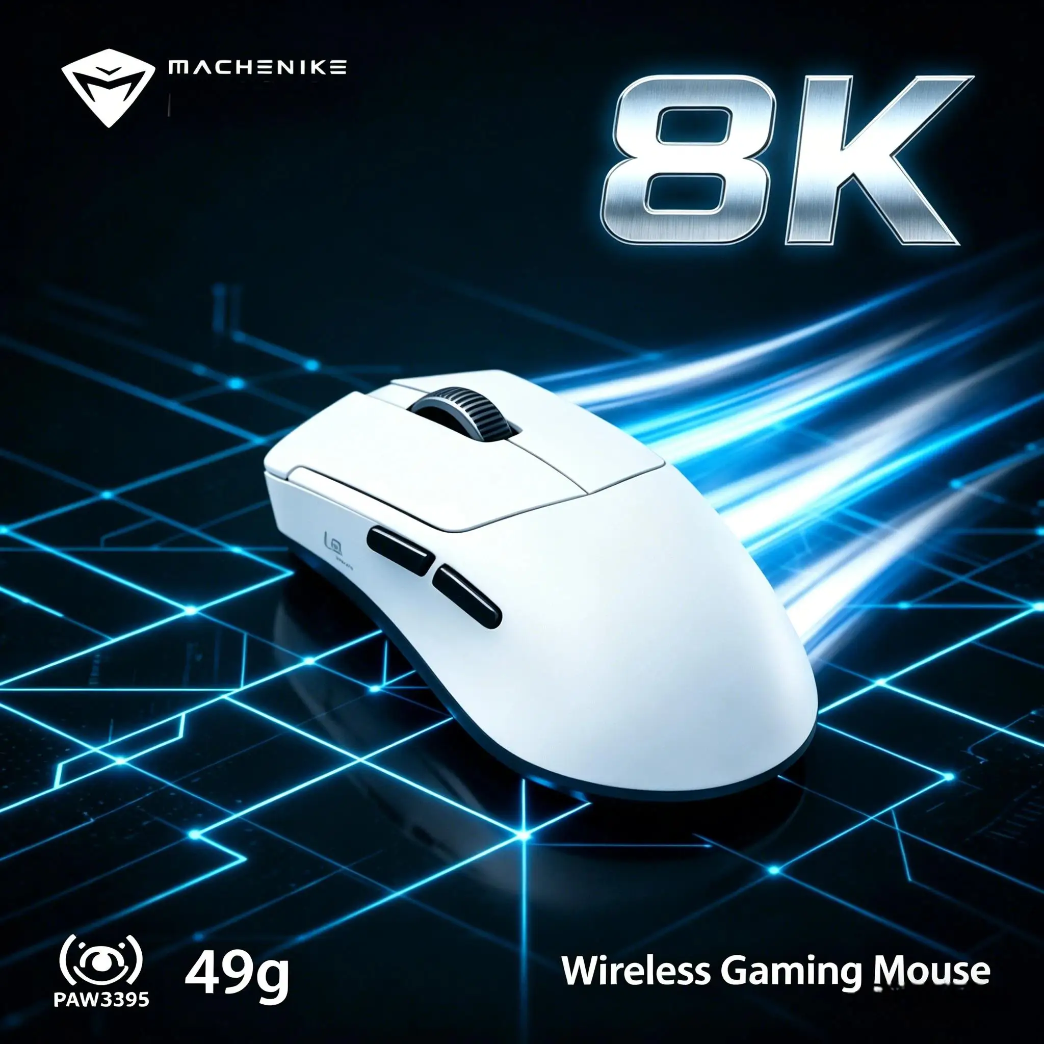 MACHENIKE L9X1 8K Wireless Gaming Mouse 49g Ultra-light PAW3395 Sensor 8000Hz Polling Rate RGB Esports Mouse for PC Gamer