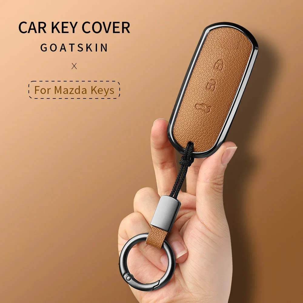 3 Button Metal And Leather Car Key Case Cover For Mazda 2 3 6 Atenza Axela Demio CX-5 CX5 CX-3 CX7 CX-9 2015 2016 2017 2018 2019