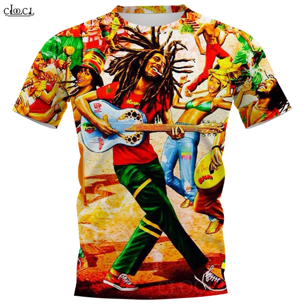 CLOOCL Summer T Shirt for Men Reggae Bob Marley 3D Printed Trend Casual O-neck Pullover Tee Tops Dropshipping