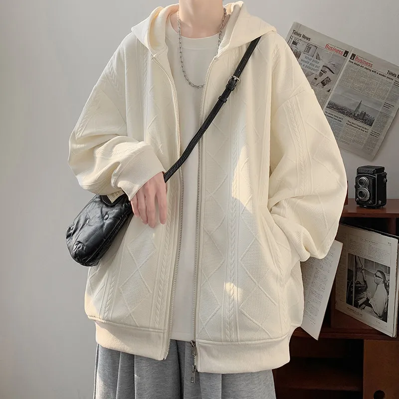 

Zipper Hoodie Long Sve Heavyweight Open Cardigan Jaet 2026 New Trendy Loose Men's Casual Simple Match All Seasons