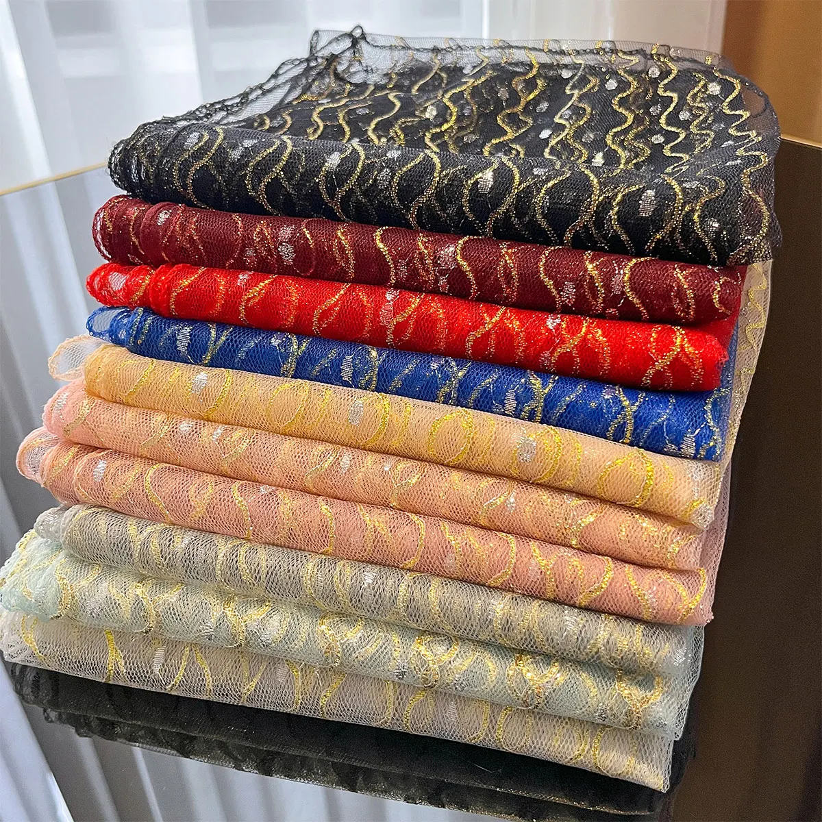 반짝이 여성 패션 원사 긴 스카프 다이아몬드 설정 레이스 목도리 여성을위한 여름 통기성 두건 우아한 새로운 이슬람 Hijab