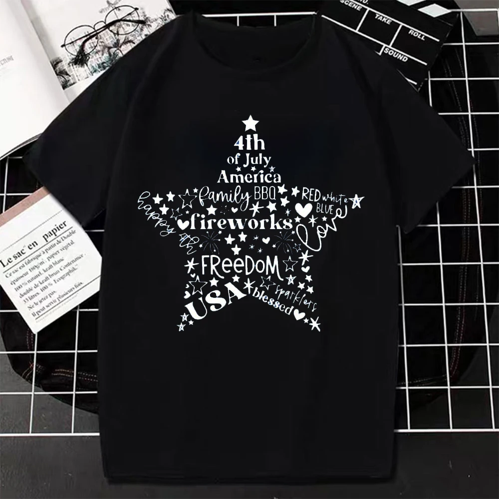 July America Star Freedom Patriotic Independence Day Shirts Patriotic Family High Quality Cotton Unisex New Style Hot Sale