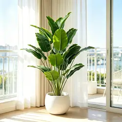 67-112cm Large Artificial Plants Bird of Paradise Tree Tropical Fake Banana Leaves Plastic Palm Plants for Home Garden Decor