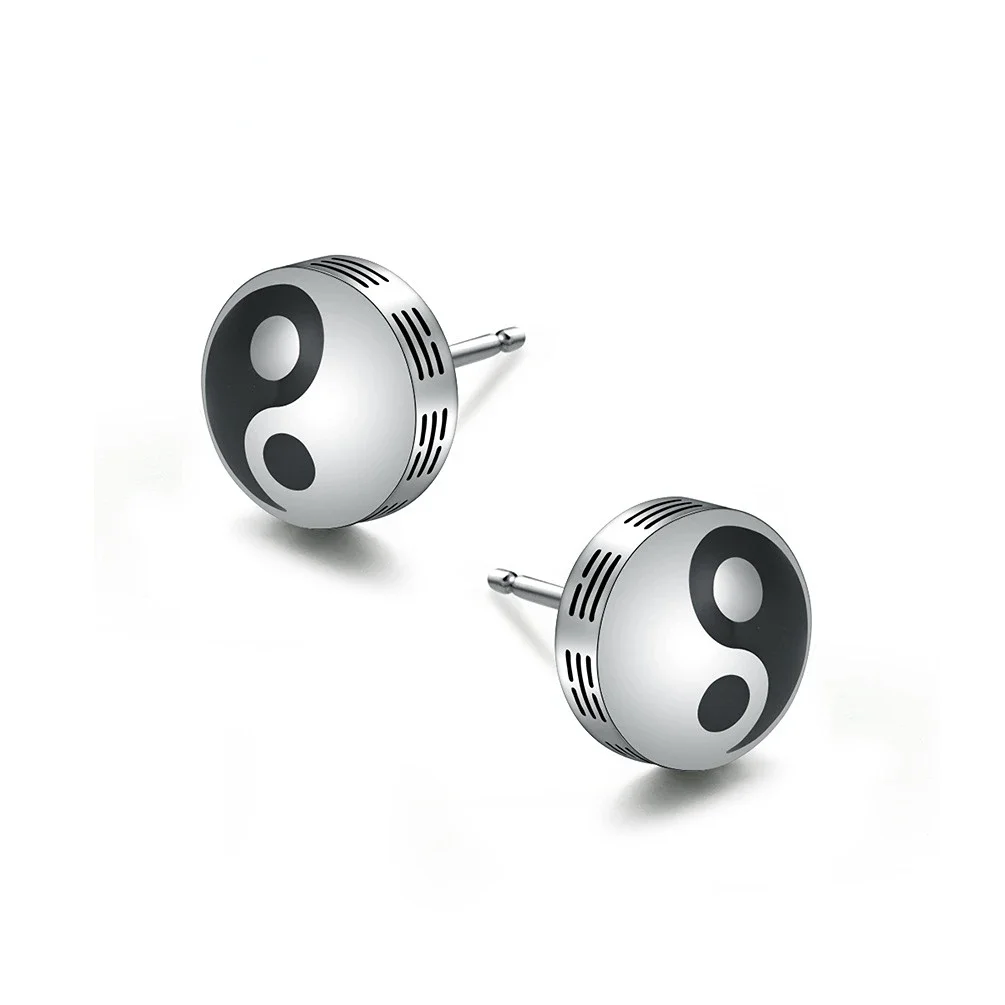 Retro style Tai Chi Bagua Yin Yang Fish 316L Titanium Steel Earrings Traditional Culture Figures Jewelry