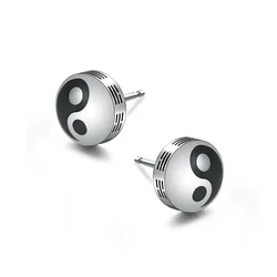 Retro style Tai Chi Bagua Yin Yang Fish 316L Titanium Steel Earrings Traditional Culture Figures Jewelry