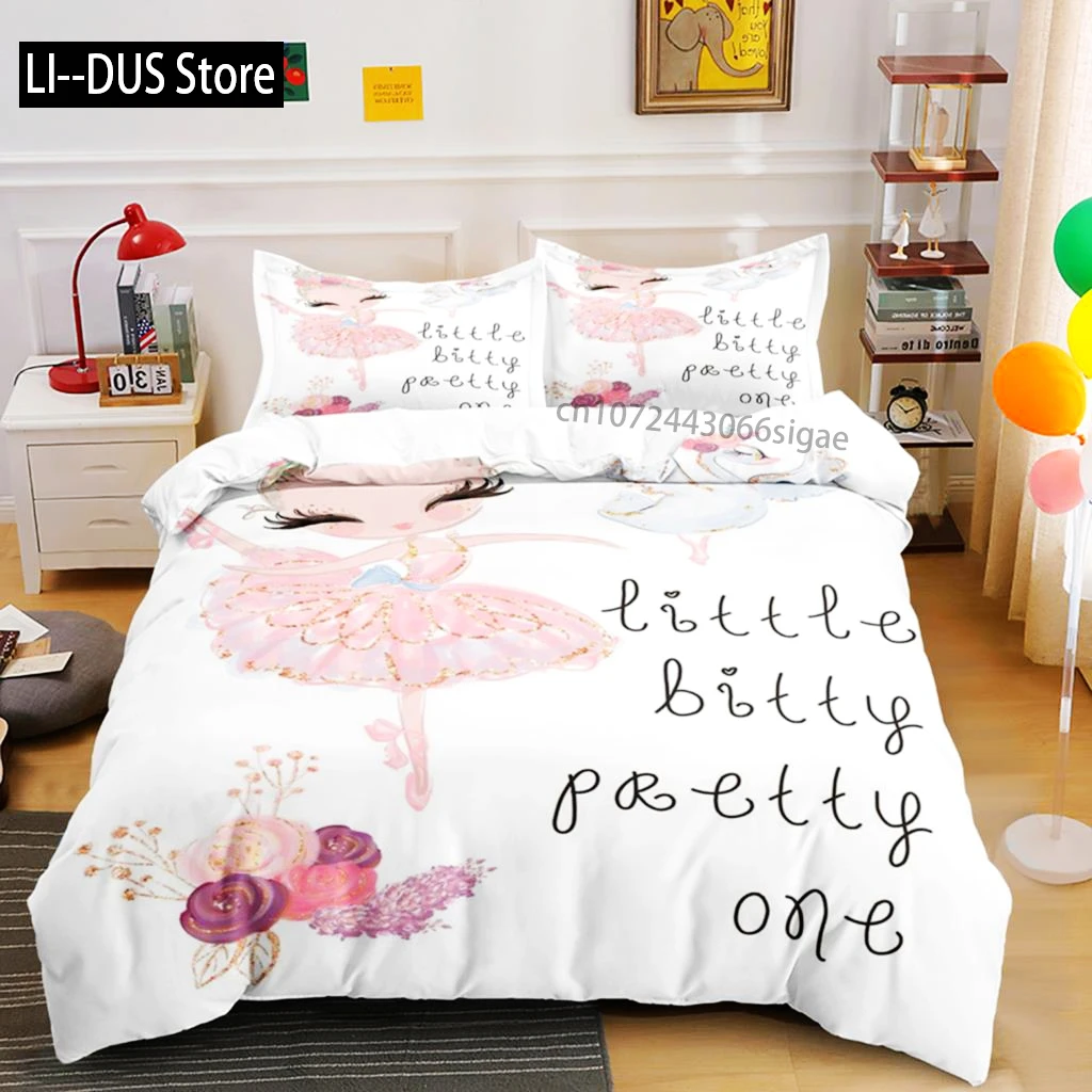 

Ballerina Girls Duvet Cover Set King Size Princess Comforter Cover Set Microfiber Girl Dancing With Swans Pattern Quilt Cover