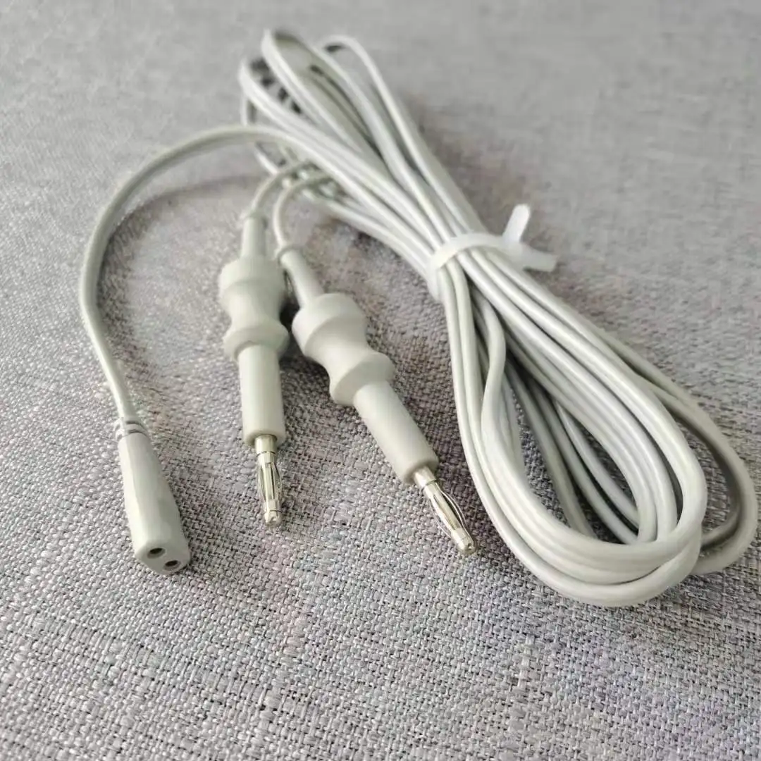 

Reusable ESU Bipolar Forceps Cable Dual 4.0mm Banana Connector Ex AHA Socket Nylon Fiber Connector 3m Silicone ESU Cable
