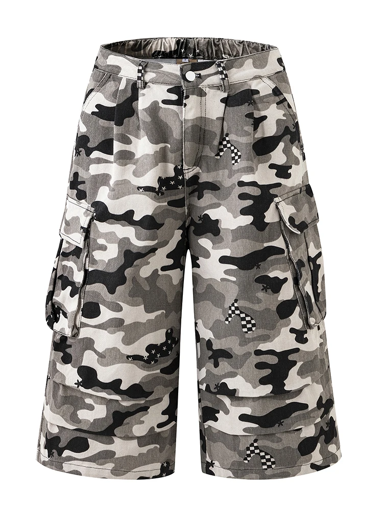 

Summer Camouflage Cargo Shorts Loose Fashion Wide Y2k Pants Large Pocket Casual Straight Male Vacation Beach Short Pants
