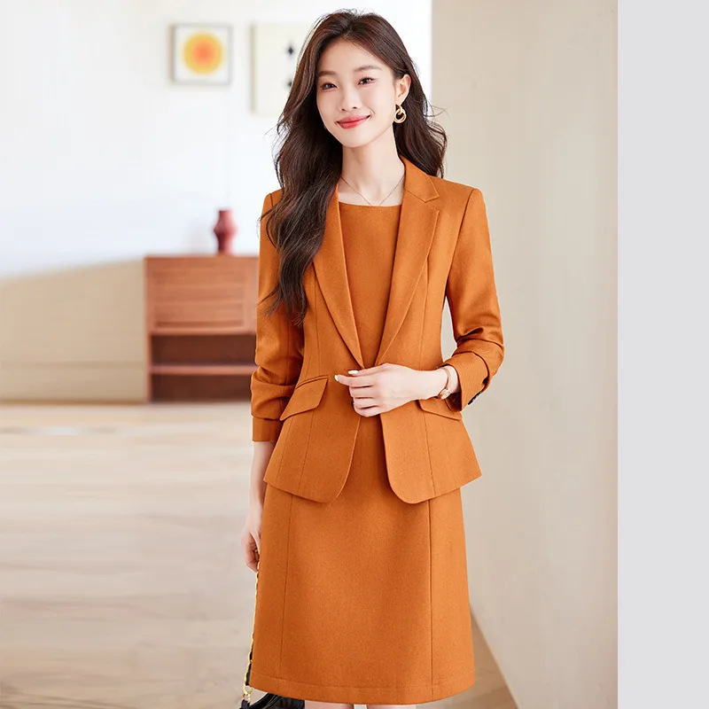 

Профессиональный женский костюм с юбкой, спецодежда, блейзер, модный костюм, профессиональный жилет, платье, формальный осенний костюм