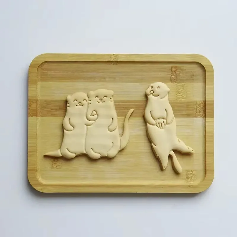 1/2pcs Sea Otter Shape Cookie Cutters 3D Plastic Baking Biscuit Mold DIY Fondant Cookie Molds Stamp Pastry Cakes Decoration Tool