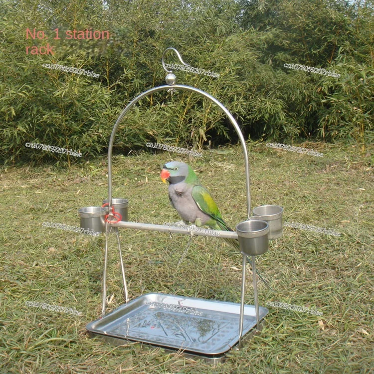 Xuanfeng Golden Sun Monk Xiaofei Gray Parrot Medium and Large Parrot Stainless Steel Standing Rack