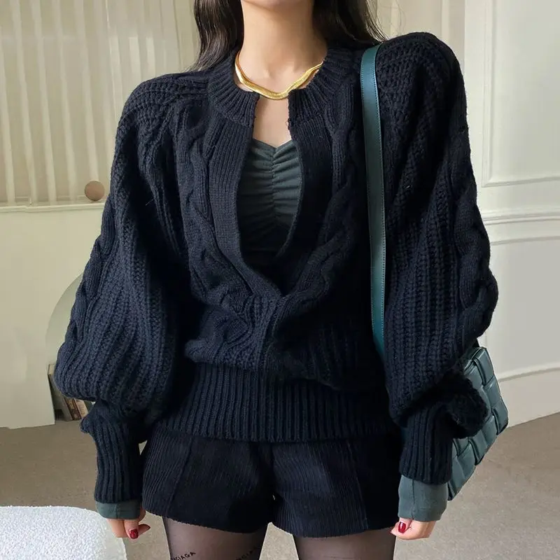 Sweater Women 2023 Autumn Winter Euro-America Style LOOSE O-Neck Vintage Full Loose Women Sweater Girls Knitted Sweater